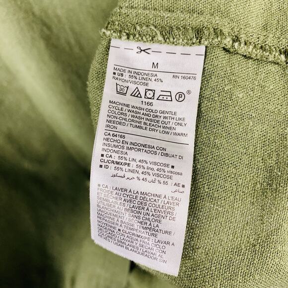 Old Navy Size Medium Linen-Blend Shirt Shift Dress Olive Green - Picture 5 of 5